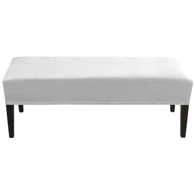 1/2 PCS Velvet Bench Slipcover For Dining Room Stretch Upholstered Dining Chair Covers Elastic Bench Seat Covers Protector For Living Room, Kitchen And Bedroom ( Color : Light gray , Size : 2 pcs )
