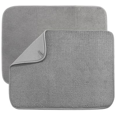 2 Pack Microfiber Dish Drying Mat,Absorbent Dish Drainer Kitchen Counter,Super Absorbent Dish Drying Pads 2015 Inch Grey
