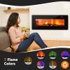 COSTWAY 42 Inches Electric Fireplace, Wall Mounted and Freestanding Fireplace Heater with Remote, Adjustable Temperature 32 to 50 , 8H Timer, 7 Flame Color, Electric Fireplace for Indoor Use, 1400W view 3