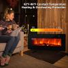 COSTWAY 42 Inches Electric Fireplace, Wall Mounted and Freestanding Fireplace Heater with Remote, Adjustable Temperature 32 to 50 , 8H Timer, 7 Flame Color, Electric Fireplace for Indoor Use, 1400W view 4
