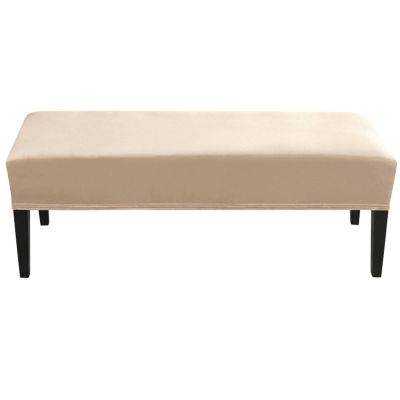 1/2 PCS Velvet Bench Slipcover For Dining Room Stretch Upholstered Dining Chair Covers Elastic Bench Seat Covers Protector For Living Room, Kitchen And Bedroom ( Color : Beige gray , Size : 2 pcs )