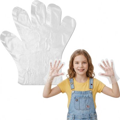 Milisten 100PCS Kids Disposable Gloves for Food Prep & Cooking | Food Grade Clear Plastic Gloves for Cleaning, Crafts & Eating | Small Child Size for Little Kids 5-12 Years Old