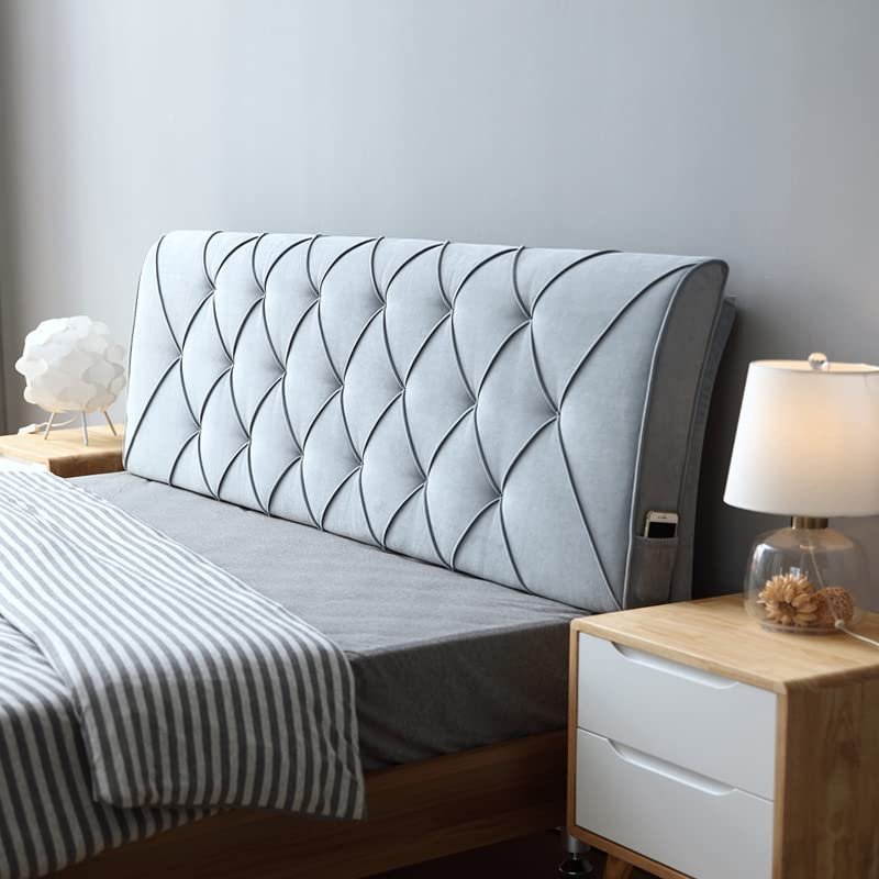 ZZYK Modern Upholstered Bed Backboard Headboard Linen Backrest Pillow Bed Full Size for Bedroom Headboard Cushion Anti-Collision Bed Backboard,E,No headboard 47.2"/120cm