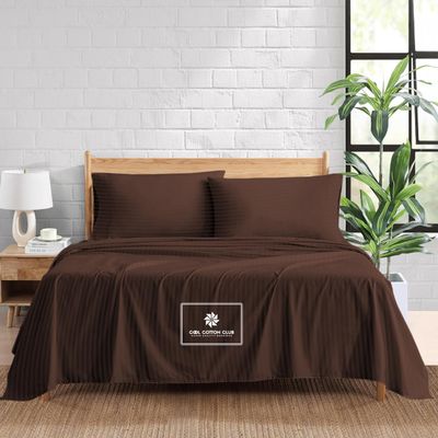 1000-TC King Size 4 Piece Sheet Set - Comfy Sheets - Giza Cotton Hotel Luxury Bed Sheets for Women, Men, Kids & Teens - Deep Pockets Easy-Fits up to 14-16" Mattress (Stripe, Chocolate)