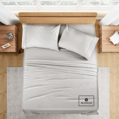 1000-TC King Size 4 Piece Sheet Set - Comfy Sheets - Giza Cotton Hotel Luxury Bed Sheets for Women, Men, Kids & Teens - Deep Pockets Easy-Fits up to 18-21" Mattress (Solid, Silver Grey)