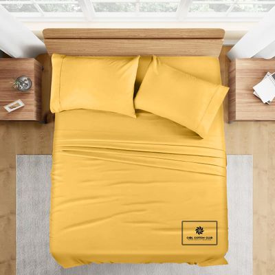 1000-TC King Size 4 Piece Sheet Set - Comfy Sheets - Giza Cotton Hotel Luxury Bed Sheets for Women, Men, Kids & Teens - Deep Pockets Easy-Fits up to 10-12" Mattress (Solid, Gold)