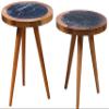 andesign-us Round Wooden Side Tables, Portable Coffee Tables, End Tables for Living Room and Bedside, Marble Look  Set of 2 view 1