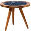 andesign-us Round Wooden Side Tables, Portable Coffee Tables, End Tables for Living Room and Bedside, Marble Look  Set of 2 view 4