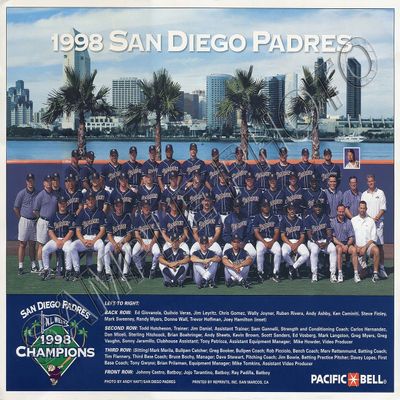 SPORTSPHOTOSUSA 1998 San Diego Padres 8x10 Team Photo Qwynn Joiner Hoffman