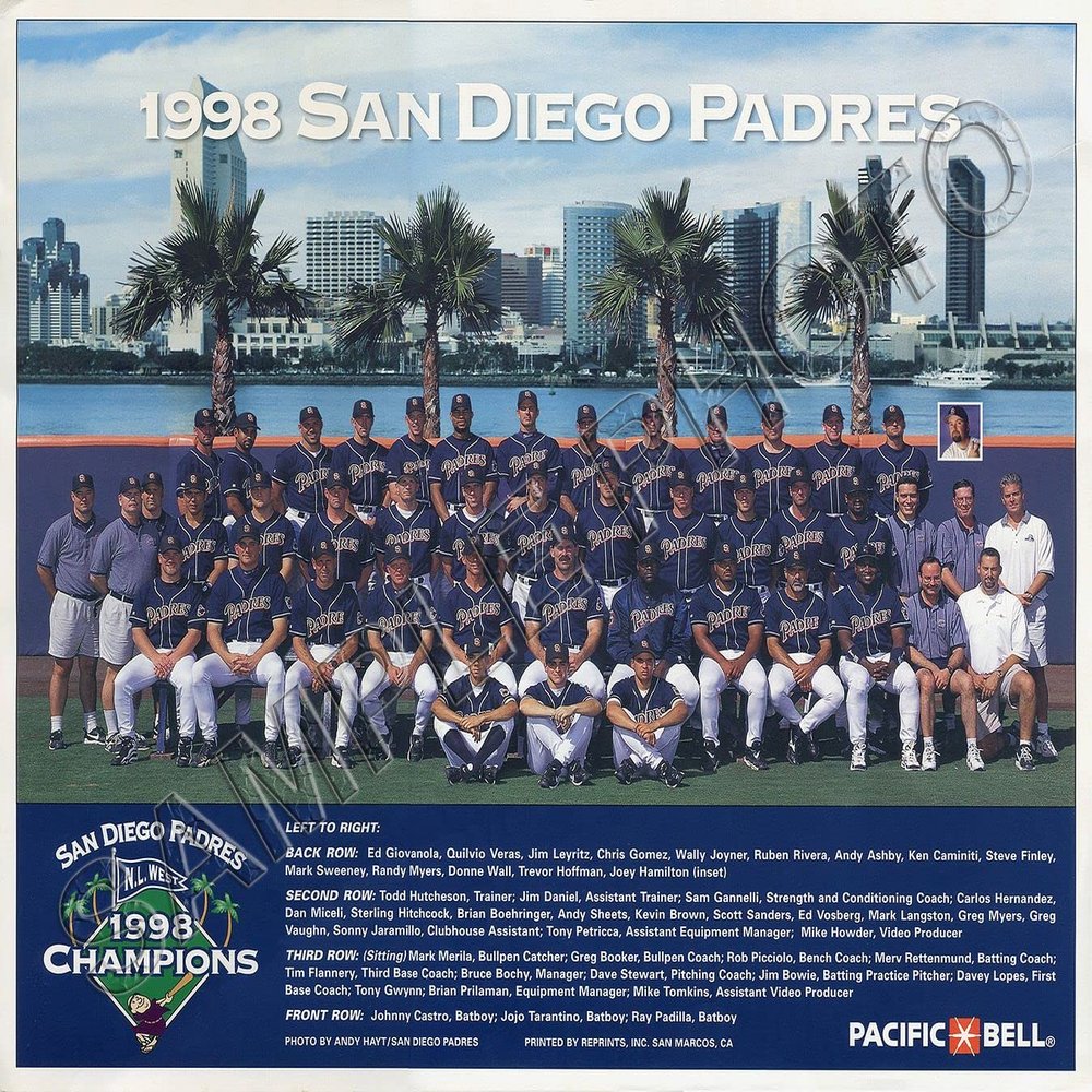 SPORTSPHOTOSUSA 1998 San Diego Padres 8x10 Team Photo Qwynn Joiner Hoffman