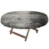 Dark Grey Fitted Table Cover, Ombre Style Wooden Planks Rustic Timber Oak Wall Rough Texture Image, Indoor/Outdoor Waterproof Tablecloth, Patio and Kitchen Dining, Fits 42" x 60" table, Grey Black view 2