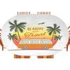 Surf Oval Elastic Fitted Tablecloth, Retro Surf Van with Palms Camping Relax Hippie Travel Be Happy Free 60s Theme, for Kitchen Dinning Tabletop Outdoor Picnic, Fits 42" x 60" table, Orange Green view 1