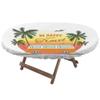 Surf Oval Elastic Fitted Tablecloth, Retro Surf Van with Palms Camping Relax Hippie Travel Be Happy Free 60s Theme, for Kitchen Dinning Tabletop Outdoor Picnic, Fits 42" x 60" table, Orange Green view 2