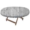 Grey and White Fitted Table Cover, Vertical Lines Wooden Board Background Black and White Tone Vintage Planks Picture, Indoor/Outdoor Tablecloth, Patio and Kitchen Dining, Fits 48" x 72" table, Grey view 2