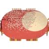 ESFVRG Spring Fitted Table Cover, Cherry Blossom Sakura Tree Branches on Moon Japanese Style Illustration, Indoor/Outdoor Waterproof Tablecloth, Patio and Kitchen Dining, Fits 42" x 60" Table view 1