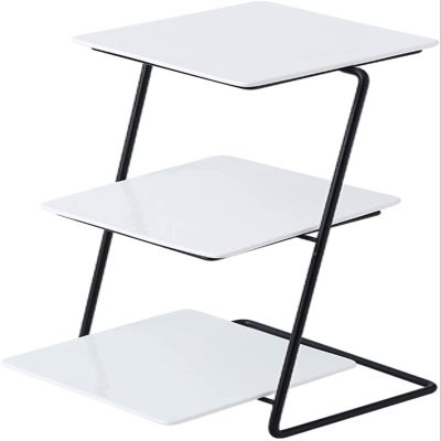 3-layer Cupcake Display Stands Square White Ceramic Trays Pasta Plates Can Be Used Separately Dessert Racks Fruit Bowls