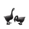 2 Pcs Black Handmade Brass Goose Miniatures Figurine, Antique Bronze Animal Garden Statue Sculpture Home Children's Room Decor Craft Collection Ornament view 1