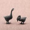 2 Pcs Black Handmade Brass Goose Miniatures Figurine, Antique Bronze Animal Garden Statue Sculpture Home Children's Room Decor Craft Collection Ornament view 3