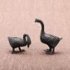 2 Pcs Black Handmade Brass Goose Miniatures Figurine, Antique Bronze Animal Garden Statue Sculpture Home Children's Room Decor Craft Collection Ornament view 4
