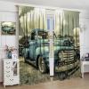 Vintage Car Curtains,Retro Rustic Truck Antique Blue Old Truck Sound Dampening Curtains for Kids Livingroom Kitchen Bedroom Curtains, 2 Panels,63x63in view 3