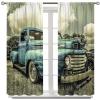 Vintage Car Curtains,Retro Rustic Truck Antique Blue Old Truck Sound Dampening Curtains for Kids Livingroom Kitchen Bedroom Curtains, 2 Panels,63x63in view 4