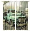 Vintage Car Curtains,Retro Rustic Truck Antique Teal Old Truck Sound Dampening Curtains for Kids Livingroom Kitchen Bedroom Curtains, 2 Panels,55x63in view 1