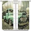 Vintage Car Curtains,Retro Rustic Truck Antique Teal Old Truck Sound Dampening Curtains for Kids Livingroom Kitchen Bedroom Curtains, 2 Panels,55x63in view 4