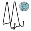 3 Pack 6 Inch Plate Stands for Display Picture - Vinyl Table Top Display, Decorative Metal Frame Holders for Book , Photo and Platter, Tabletop Art, Black 3 Packs view 1