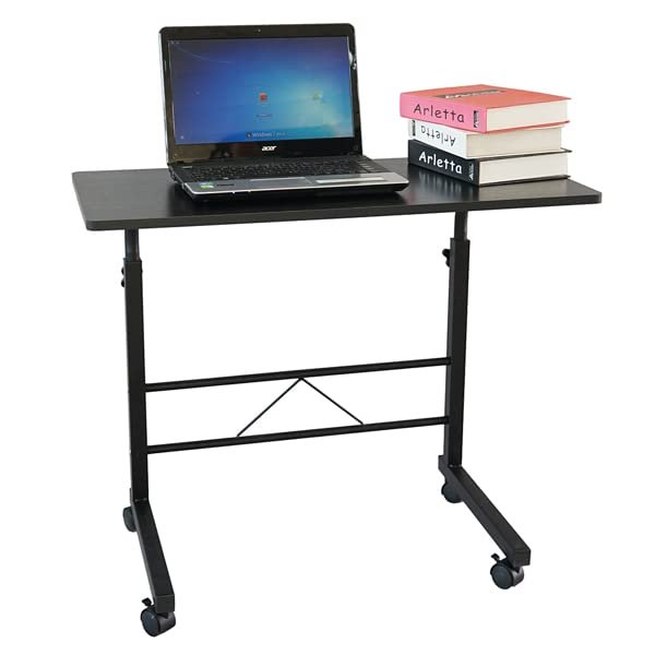 60 x 40 x 70-96 cm L x W x H Modern Industrial 23 inch Wide Tray Top C Side Table in Black, for The Living Room and Bedroom