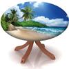 Yaofuren Beach Pattern Table Cloth Cover,Elastic Edge,Suitable for Catering and Kitchen Can Wipe Dining Round Table coverr,Fern Green,for 14" to 16" Round Tables view 3