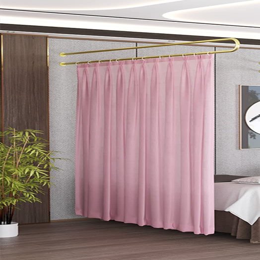 BEIFU Beauty Salon Curtain U-shaped Support Metal Rod 2 Meters (Pink)