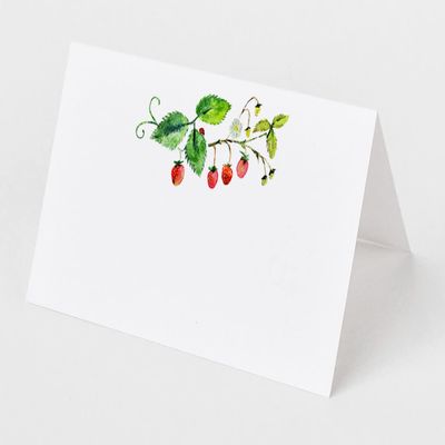 Place Cards with Strawberries on the Vine for Weddings, Showers, and Dinner Parties. Table Tent Style, Scored for Easy Folding. (50)