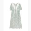 XIEHC Midi Dresses for Women, Bow Short Sleeve, Floral Dress, Green, XL,Women Summer Boho Floral Print view 1
