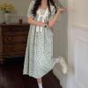 XIEHC Midi Dresses for Women, Bow Short Sleeve, Floral Dress, Green, XL,Women Summer Boho Floral Print view 3