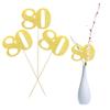 12 PCS Glitter 80th Birthday Centerpiece Sticks Number 80 Cake Toppers Eighty Table Flower Topper Decorations for 80th Birthday Anniversary Party Centerpiece Supplies Gold view 3