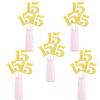 12PCS Glitter 15th Birthday Centerpiece Sticks Number 15 Cake Toppers Fifteen Table Flower Topper Decorations for 15th Birthday Anniversary Party Centerpiece Supplies Gold view 1