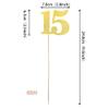 12PCS Glitter 15th Birthday Centerpiece Sticks Number 15 Cake Toppers Fifteen Table Flower Topper Decorations for 15th Birthday Anniversary Party Centerpiece Supplies Gold view 2