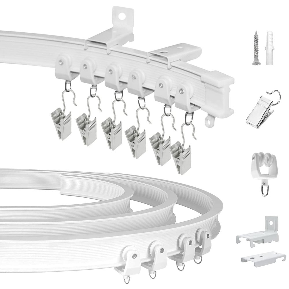 Ceiling Curtain Track, Flexible Bendable Curtain Rail System, 20Ft Wall Mount Heavy Duty Sliding Room Divider Ceiling Track for Curtains, RV, Shower, Hospital