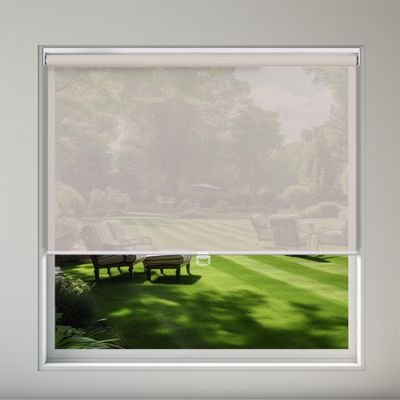 Sulugood Light Filtering Roller Shades 5% Openness Cordless Blinds, UV Protection Fabric, Easy Installation for Window, Home, Hotel, Office - Beige, 65 W x 64" H