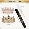 Juexica 4 Pieces Prom King and Queen Crowns Set with Sashes Valentine's Day Carnival Birthday Wedding Costume Accessories Gold King Crown for Men Women Prom(M,AB Diamond) view 2