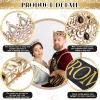 Juexica 4 Pieces Prom King and Queen Crowns Set with Sashes Valentine's Day Carnival Birthday Wedding Costume Accessories Gold King Crown for Men Women Prom(M,AB Diamond) view 3
