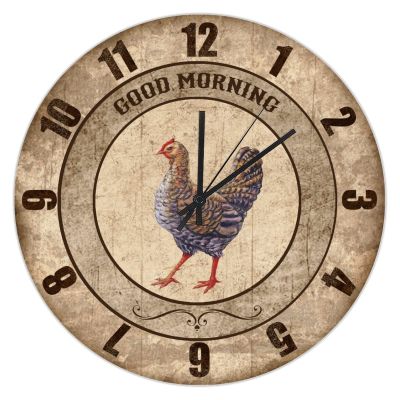 10" Wall Clock, Farmhouse Rooster Roses, Round Silent Wall Clocks Rustic Cabin Vintage Country Home Office School Decor, Housewarming Gift