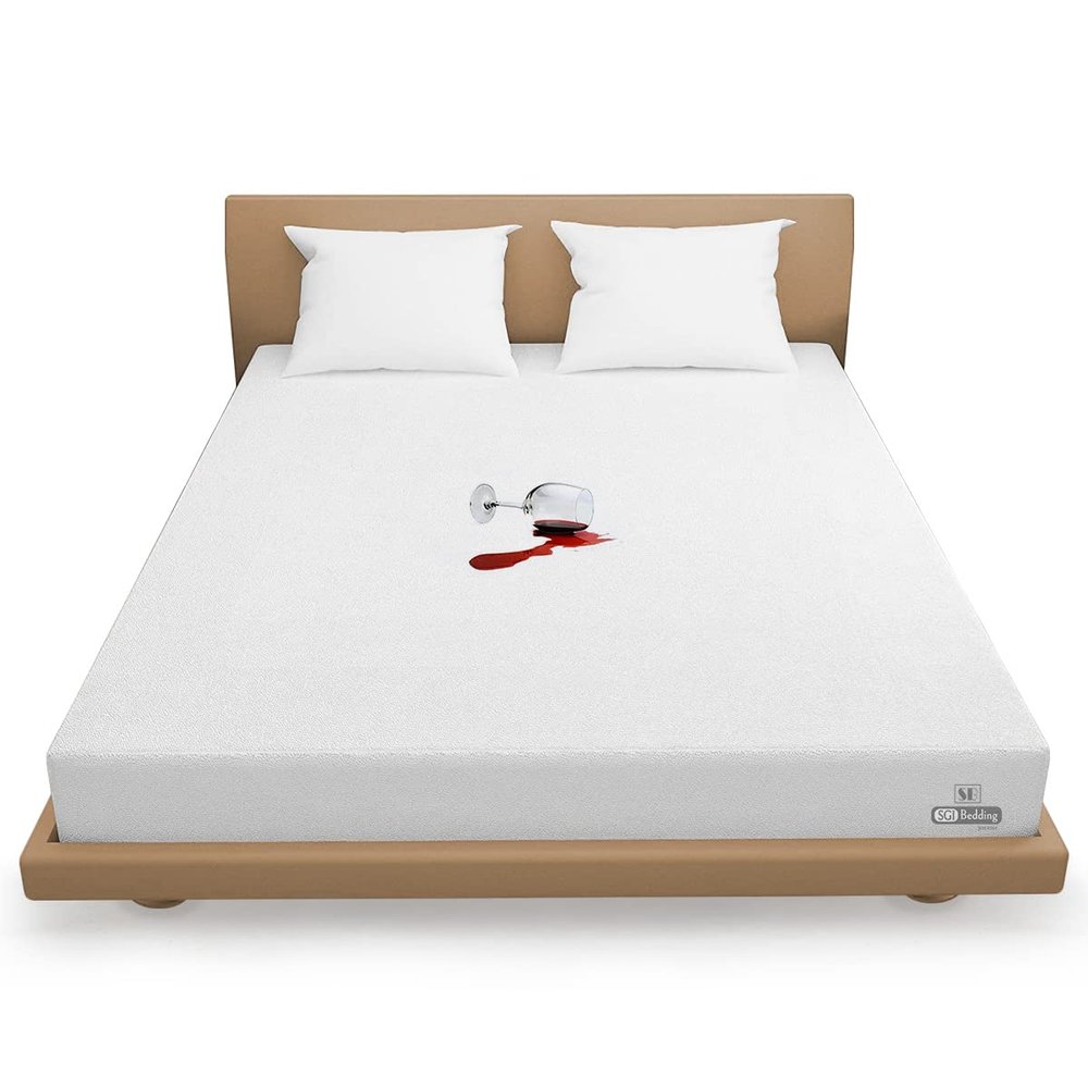 Comfort Bedding Premium Waterproof Terry Mattress Protector - Cal KingWaterproof Mattress Protector - Breathable Soft Cotton Terry Surface Bed Protector - Fits Upto 15 Inch Drop Mattress, White