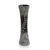 AeraVida Elegant Garden Shadows Handcarved Floral Motif on Concaving Wooden Table Vase with Black & White Stain for Bali Chic Home Dcor with Nature Inspired Feels view 1