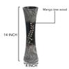 AeraVida Elegant Garden Shadows Handcarved Floral Motif on Concaving Wooden Table Vase with Black & White Stain for Bali Chic Home Dcor with Nature Inspired Feels view 3