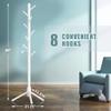 Haddockway Wooden Coat Rack Stand with 8 Hooks New Zealand Pine 3 Adjustable Coat Standing Tree Easy Assembly for Coats, Hats, Scarves and Handbags for Entryway, Hallway, Bedroom, Office, white view 2