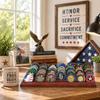 LIUYALO Challenge Coin Display, 6 Row Military Coin Holder Display Rack, Solid Wood Coin Rack Stand Holds 42 Coins with Deep Anti-Slip Grooves, Collector Display for Desk or Shelf view 2