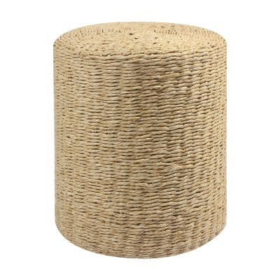 Cplxroc Pouf Ottoman, 100% Handwoven Seagrass Braided Pouffe, Boho Decor Floor Chair for Couch or Desk, Outdoor Ottomans for Garden, Round Footrest with Wood Frame, Home Decorative Seat for Balcony