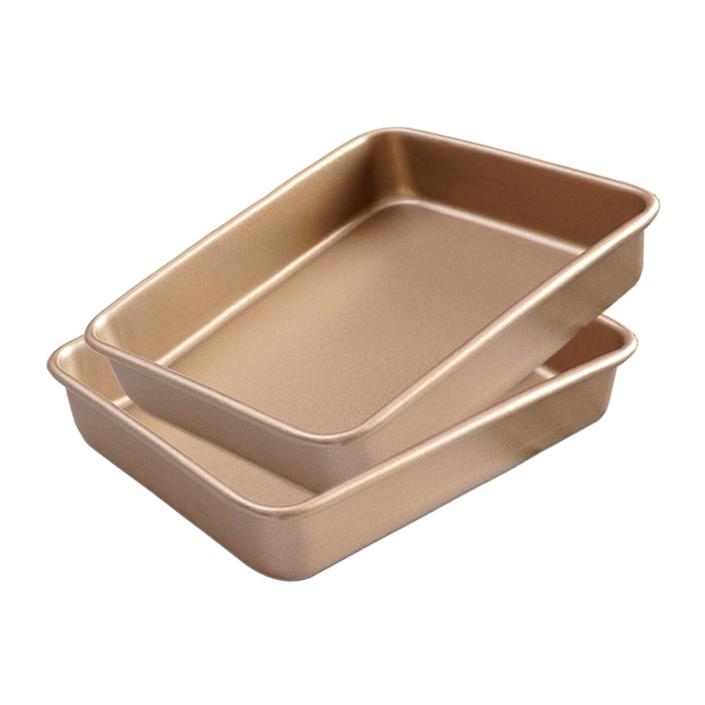 2 Pack Baking Sheet Pans, Deep Size Baking Pan Nonstick Cookie Sheet Brownie Cake Pan Bread Pan Toaster Oven Tray Bakeware, 8.6 x 6.6 x 1.7 Inches