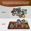 LIUYALO Premium Challenge Coin Display Stand, 6 Row Solid Wood Military Coin Holder with American Flag Design, Desktop Coin Display Rack for Challenge Coins, Medals & Veteran Gifts(red) view 4
